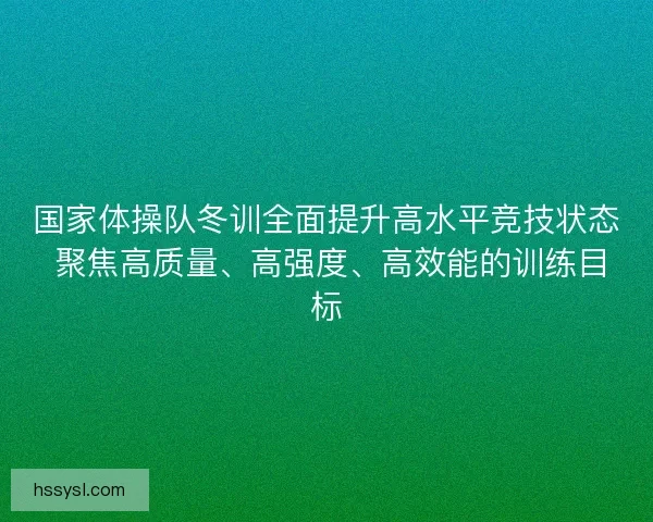 国家体操队冬训全面提升高水平竞技状态 聚焦高质量、高强度、高效能的训练目标